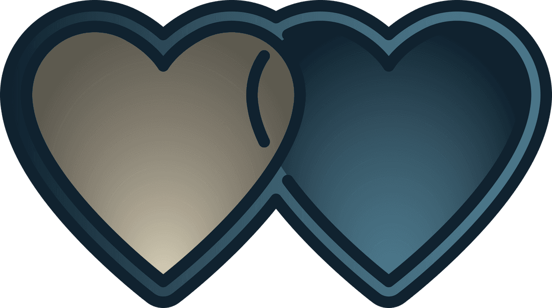 Interlinked Blue and Grey Hearts on Transparent Background