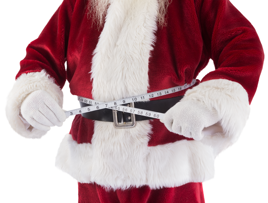 Santa Claus Measuring Belly Suggesting Fitness Healthy During Holidays - Download Free Stock Images Pikwizard.com