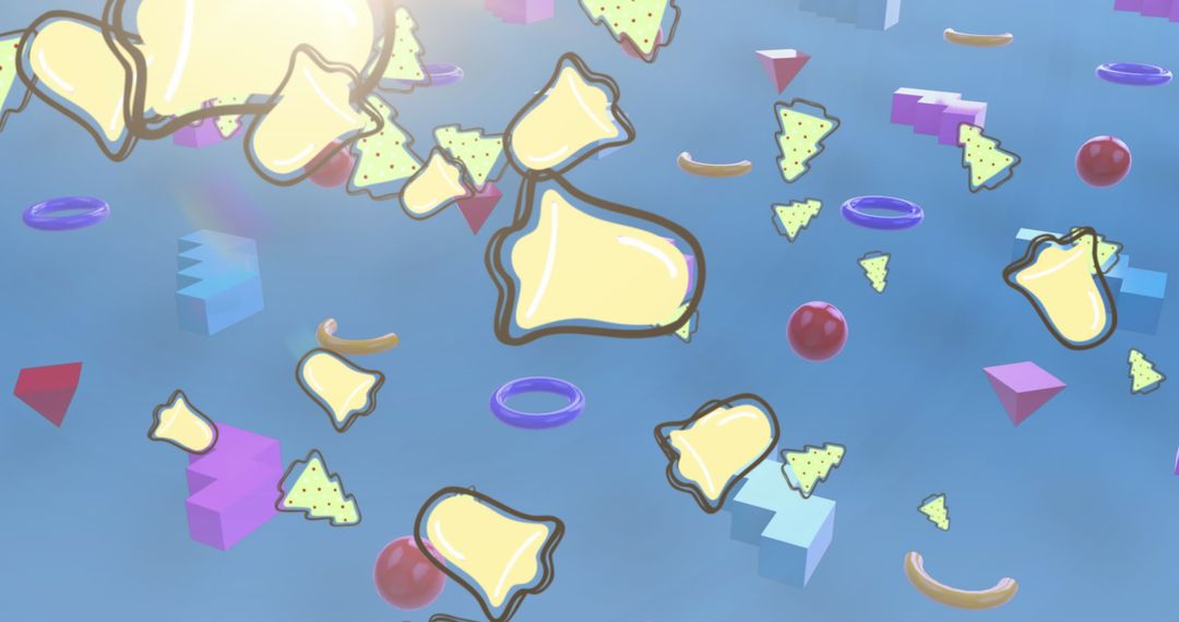 Abstract Geometric 3D Digital Art with Yellow and Green Dopamine Patterns