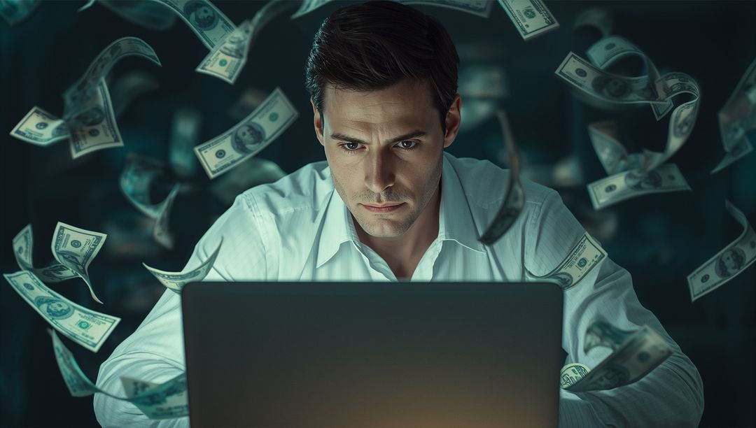 Focused Entrepreneur Creating Financial Success with Laptop Work