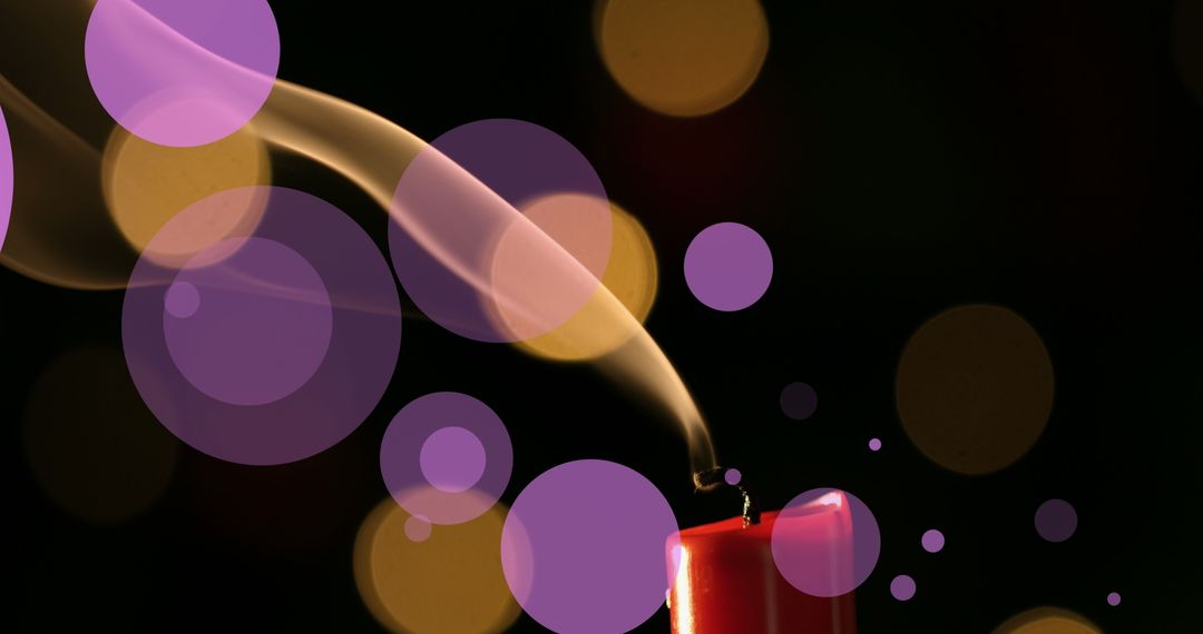 Extinguished Candle with Soft Glowing Circles Overlay