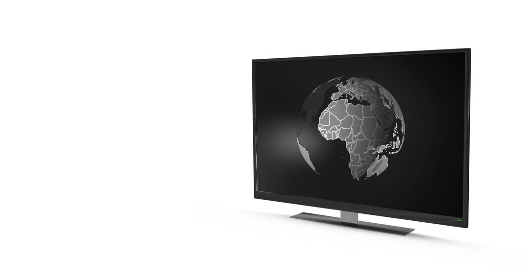 Modern TV Displaying Digital Globe on White Background