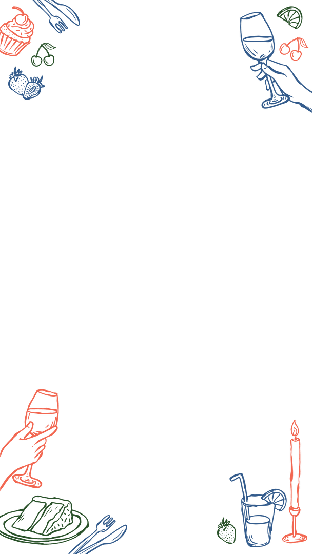 Culinary Elegance Border with Transparent Background