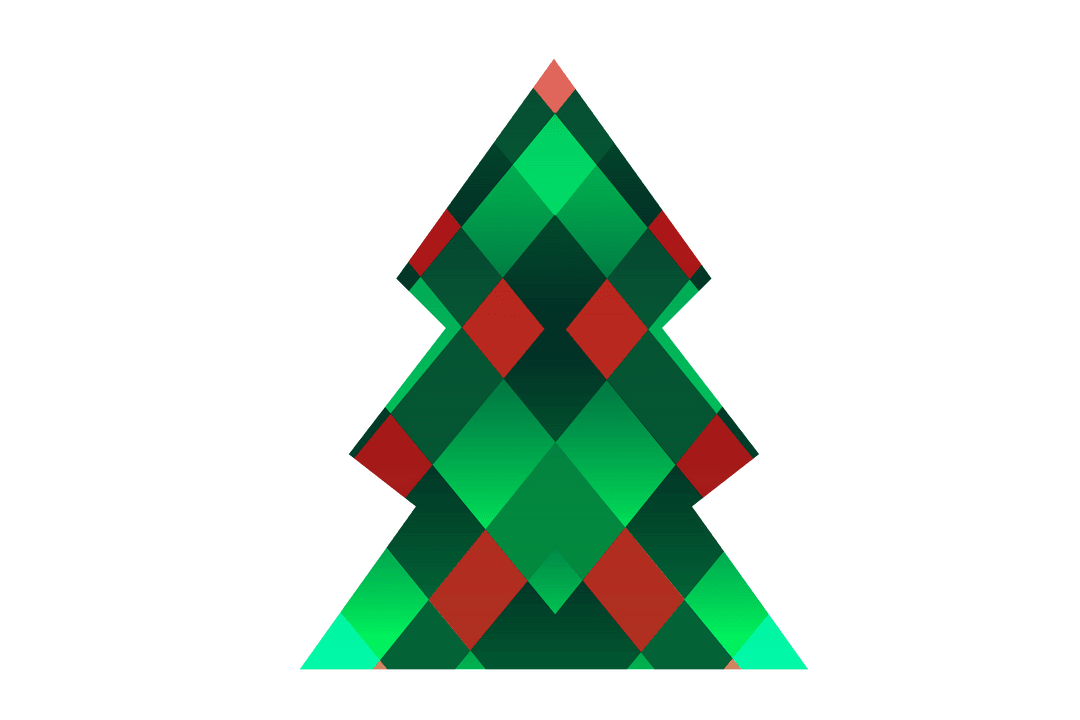 Transparent Digital Christmas Tree Illustration in Festive Colors