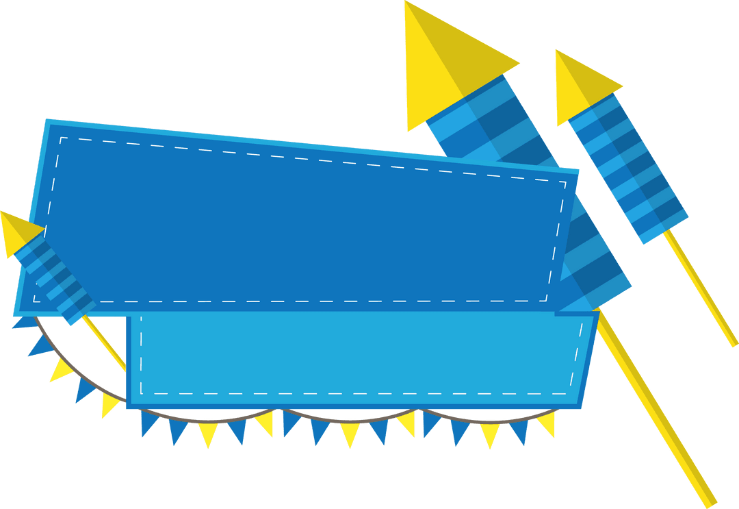 Vibrant Banner Set with Rocket Fireworks on Transparent Background