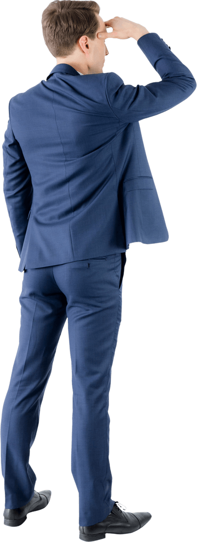 Transparent Rear View of Businessman Looking Ahead