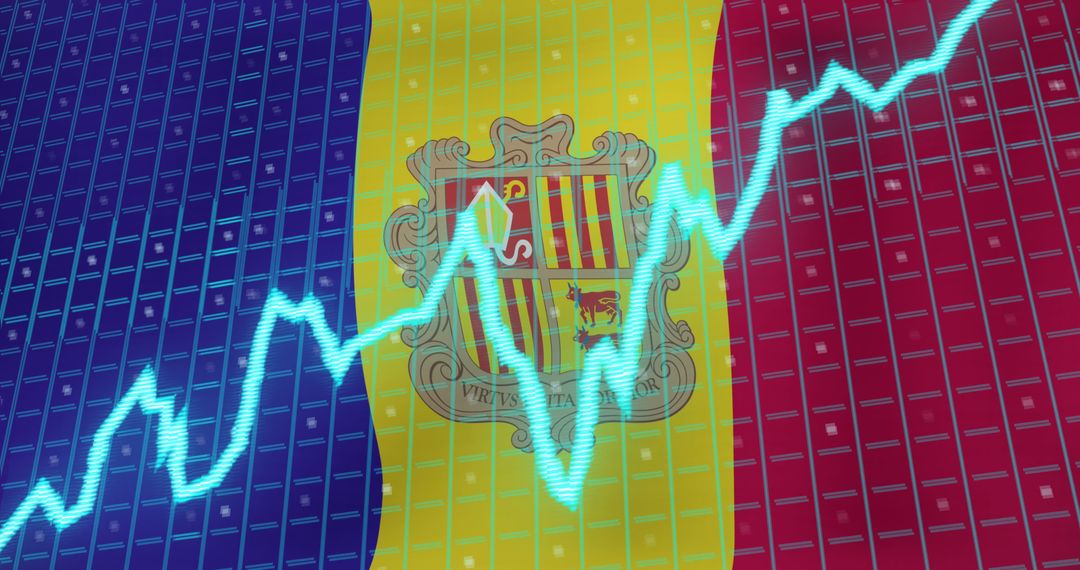 Andorra Flag with Digital Graph and Stagflation Concept