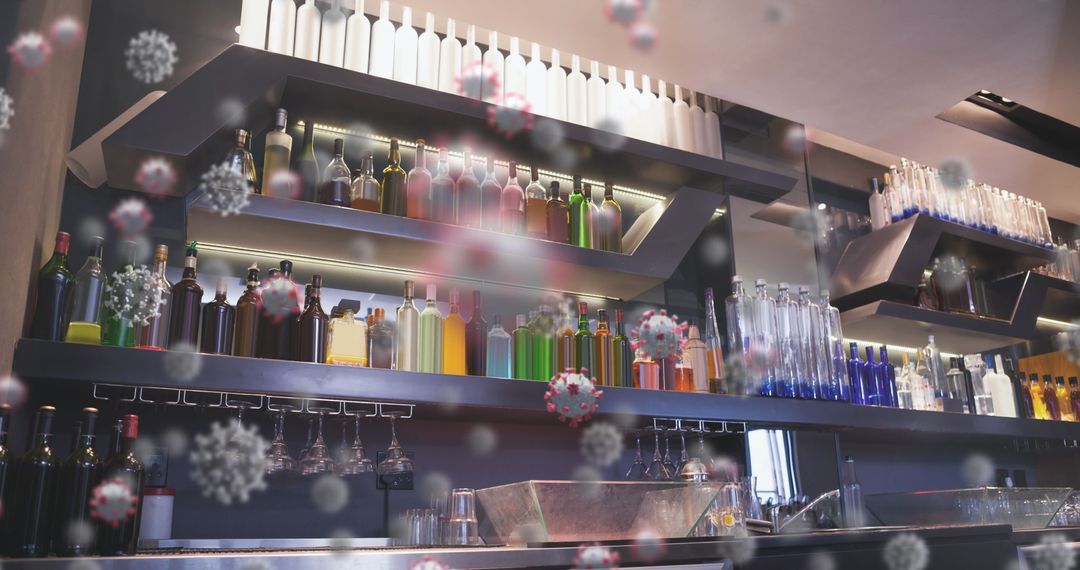 Virus-Laden Atmosphere Over Empty Bar Symbolizing Pandemic Concerns