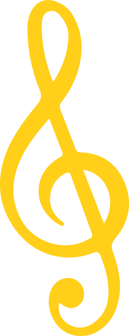 Yellow Treble Clef Isolated on Transparent Background Vector