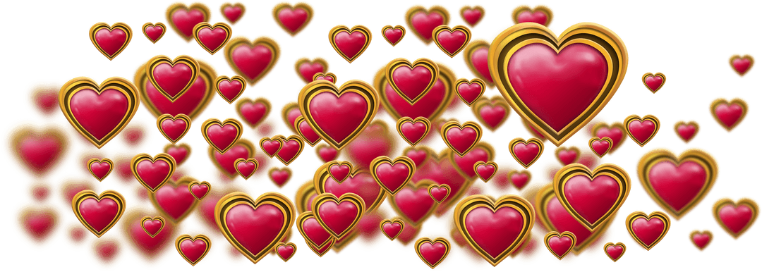 Transparent Red and Gold Hearts Symbols Illustration