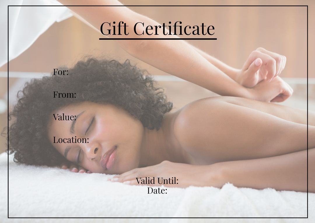 Massage Gift Certificate Template with Relaxed Woman - Download Free Stock Templates Pikwizard.com