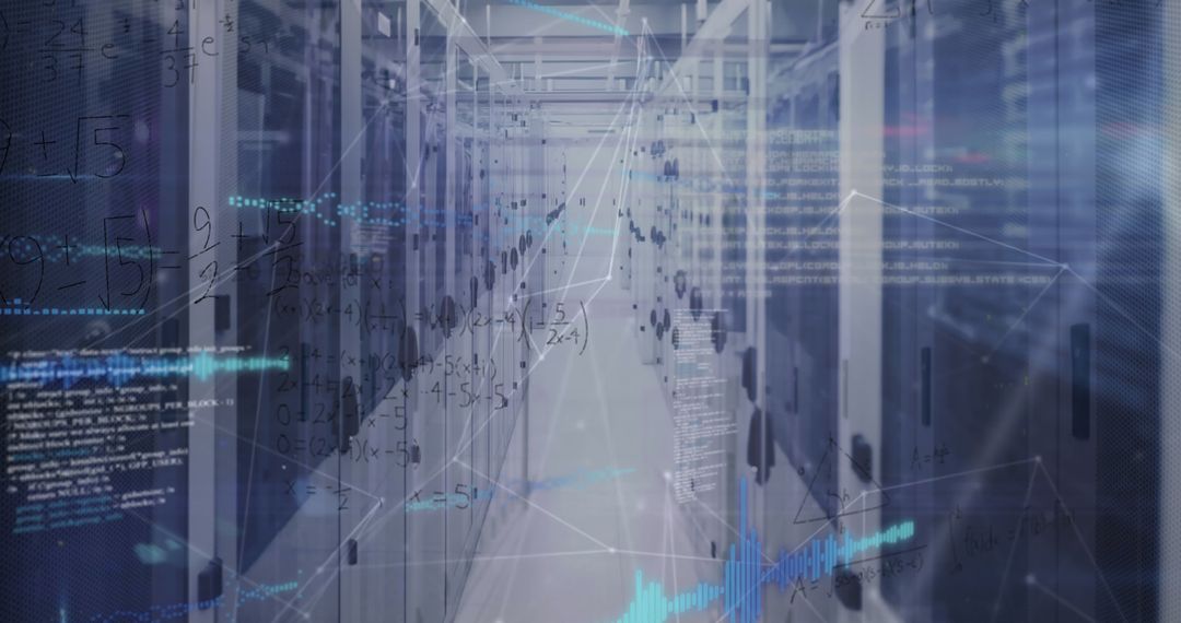 big data processing in modern server room with digital interface - Free Images, Stock Photos and Pictures on Pikwizard.com