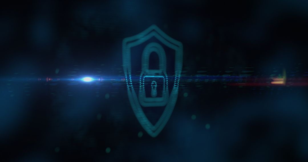 Digital Padlock Icon on Futuristic Glowing Background