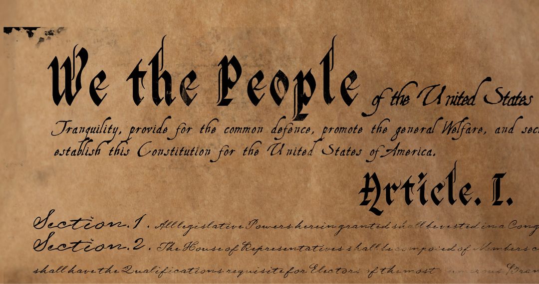 Close-up of U.S. Constitution Script on Vintage Paper Texture - Free Images, Stock Photos and Pictures on Pikwizard.com