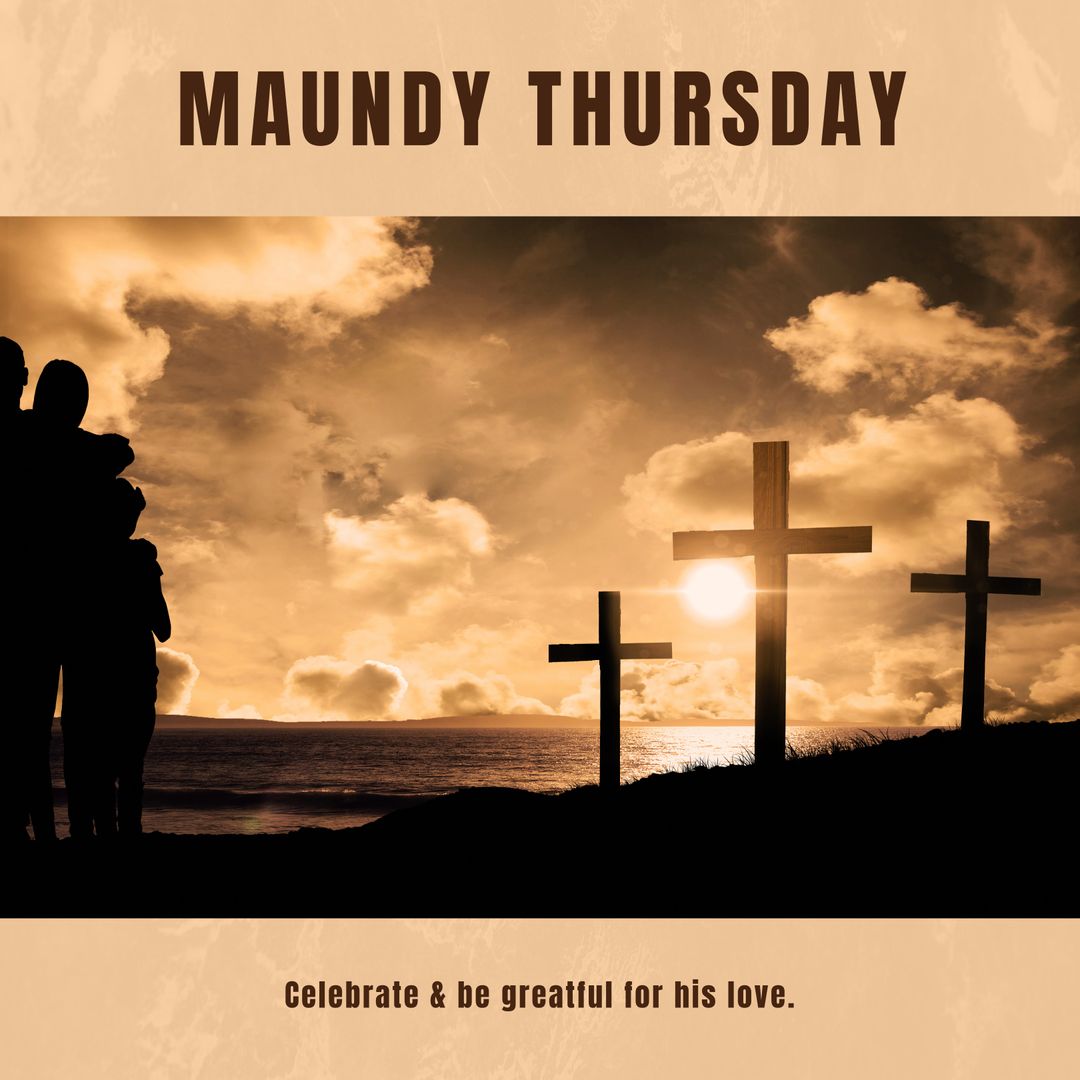 Maundy Thursday Celebration with Cross Silhouettes and Sunset - Download Free Stock Templates Pikwizard.com