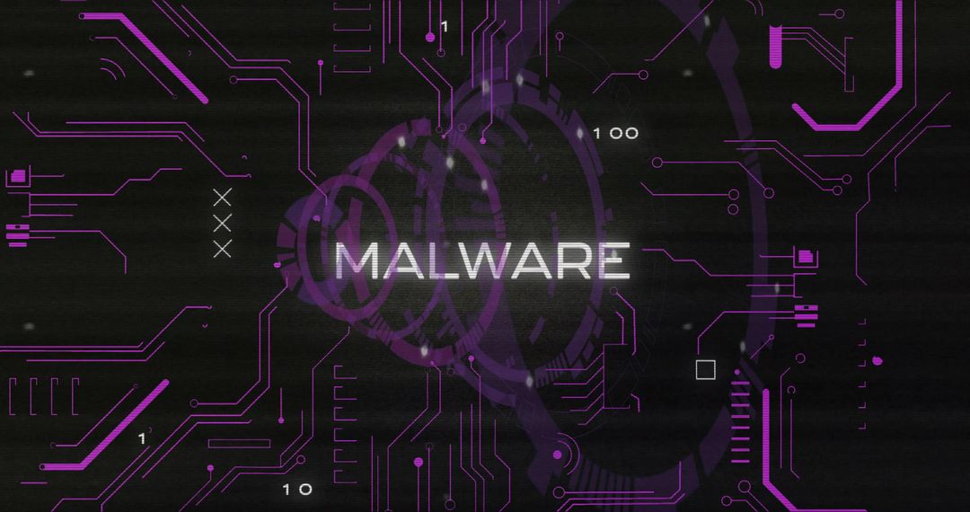 Digital Circuitry Illustrating Malware Warning with Binary Data