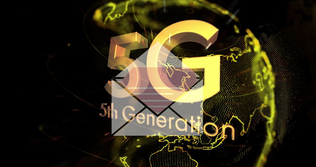 Golden 5G Concept with Digital Globe Displaying Technology and Network Innovation