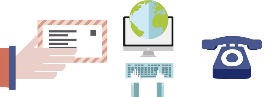 Transparent Digital Illustration of Global Communication Icons