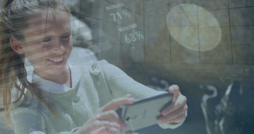 Businesswoman Analyzing Data Concepts Using Smartphone