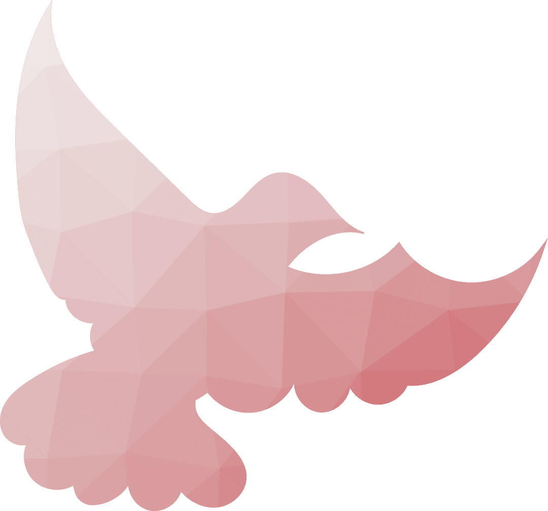Geometric Pink Bird Silhouette on Transparent Background