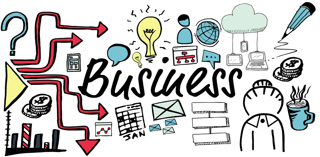 Illustration of Business Concepts with Communication Elements Transparent