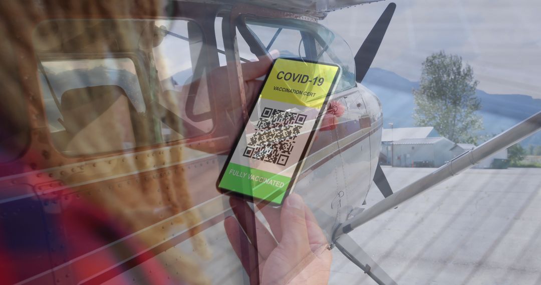COVID-19 Vaccination Pass Displayed at Airport with Private Aircraft
