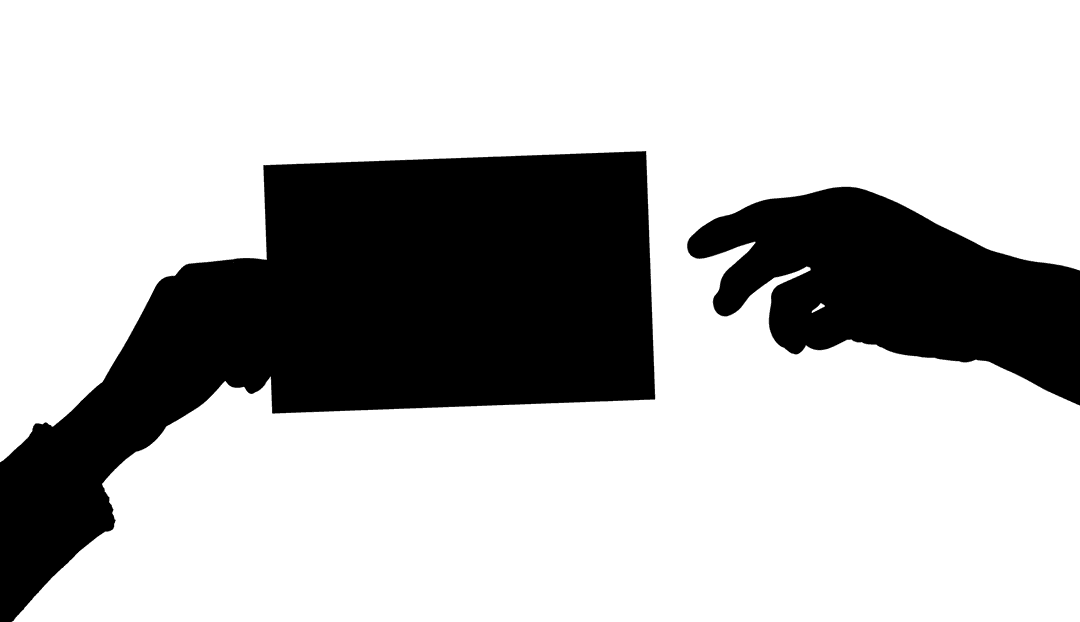 Silhouetted Hands Grasping Document on Transparent Background