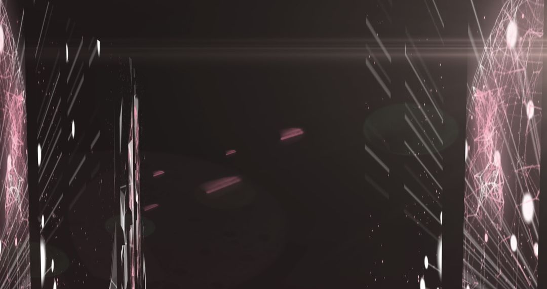 Futuristic Pink Networking Panels in Dark Sci-Fi Corridor