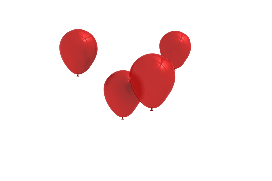 Floating Red Balloons on Transparent Background Illustration