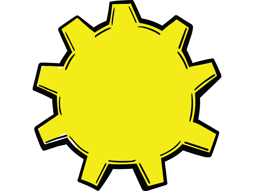 Yellow Gear on Transparent Background for Design Projects
