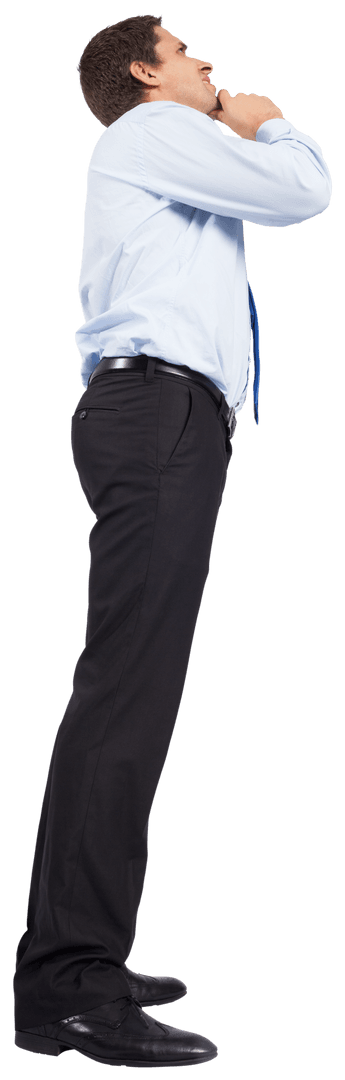 Transparent Thinking Businessman Looking Up Isolated Side View