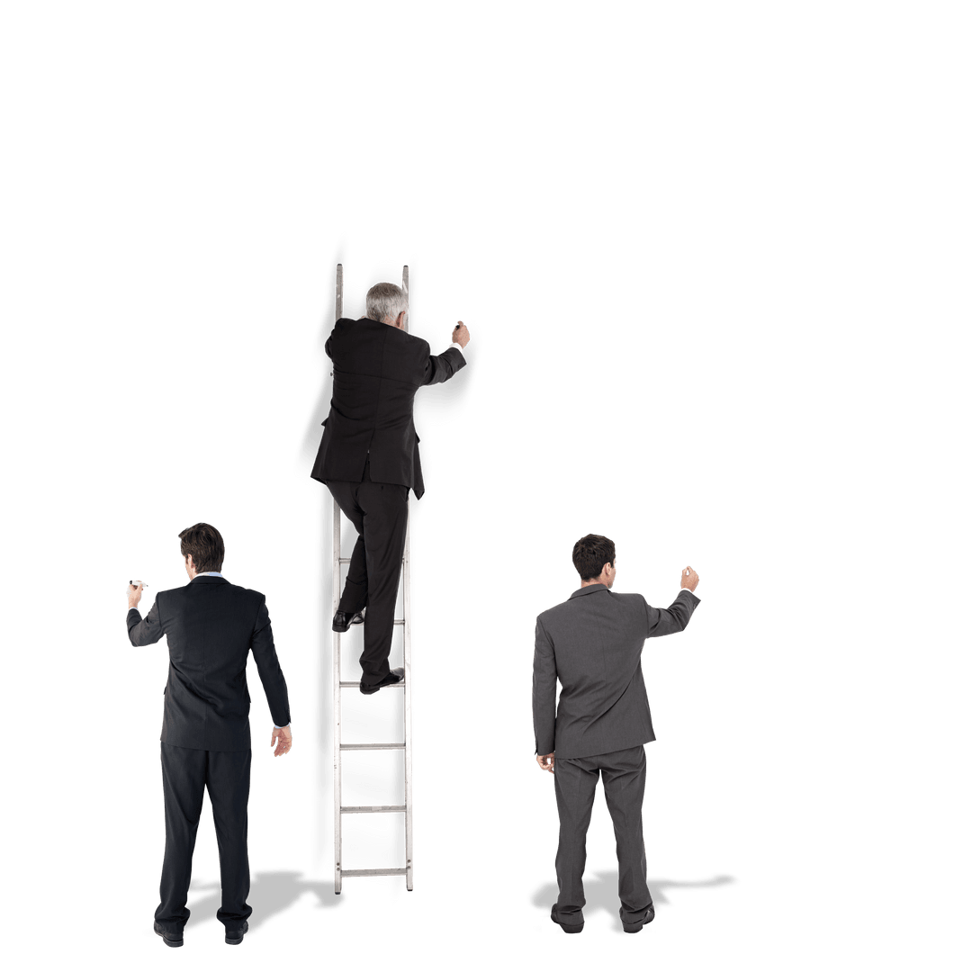 Professional Businessmen Facing Forward with Transparent Background