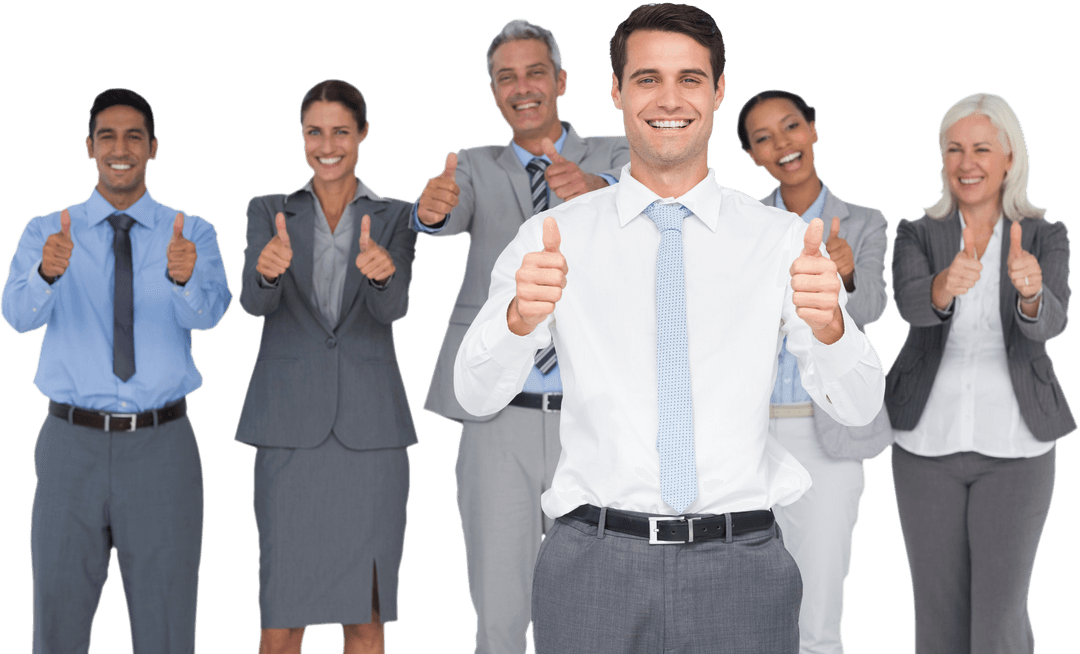 Confident Business Team Giving Thumbs Up Transparent Background
