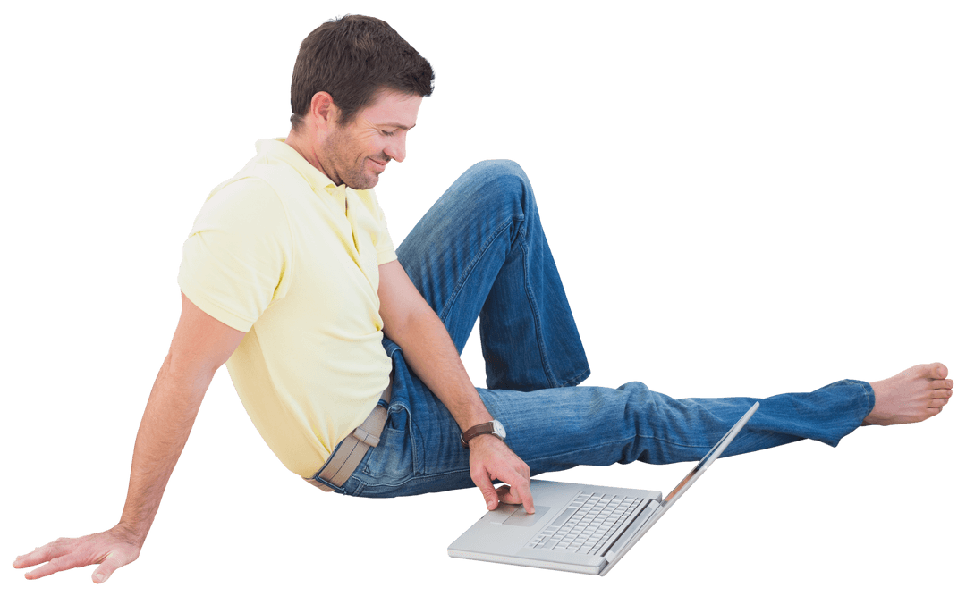 Smiling Man Relaxing on Floor with Transparent Background - Download Free Stock Images Pikwizard.com