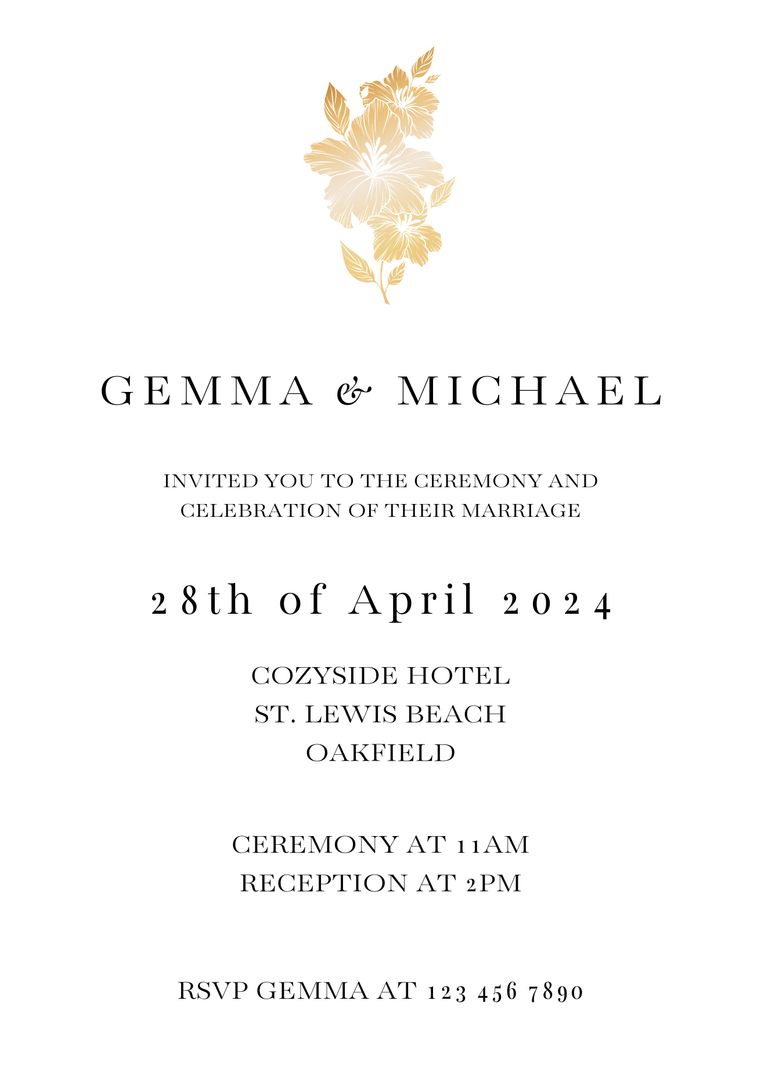 Elegant White Wedding Invitation with Floral Design - Download Free Stock Templates Pikwizard.com