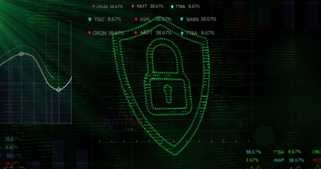 Cyber Security in Stock Market with Data and Padlock