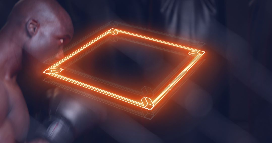 Dynamic Neon Lit Boxing Training with Focus and Movement