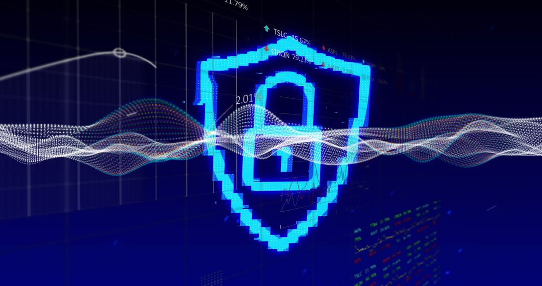 Digital Security Shield Icon with Abstract Waves - Free Images, Stock Photos and Pictures on Pikwizard.com