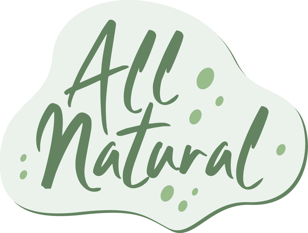 Minimalist Script Text 'All Natural' on Transparent Background
