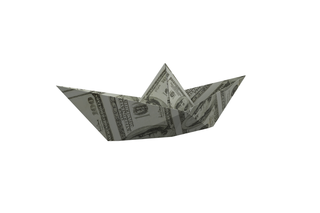 Transparent US Dollar Bill Folded into Origami Boat - Download Free Stock Images Pikwizard.com