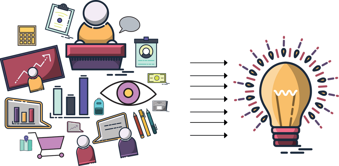 Digital Inspiration with Light Bulb and Shapes Transparent Background