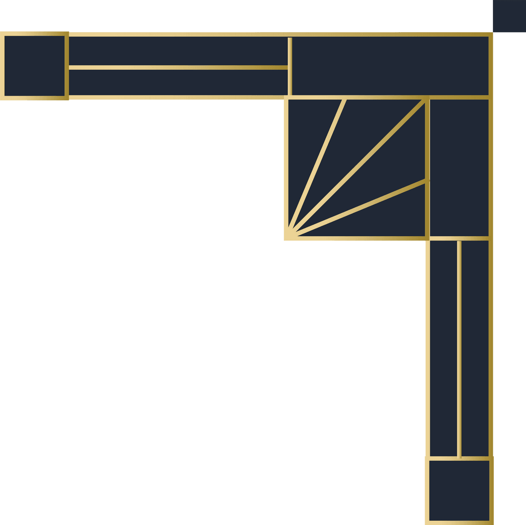 Transparent Art Deco Corner Frame with Gold and Navy Geometric Design