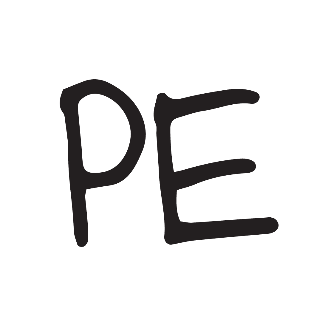 PE Text Illustration on Transparent Background for School Projects