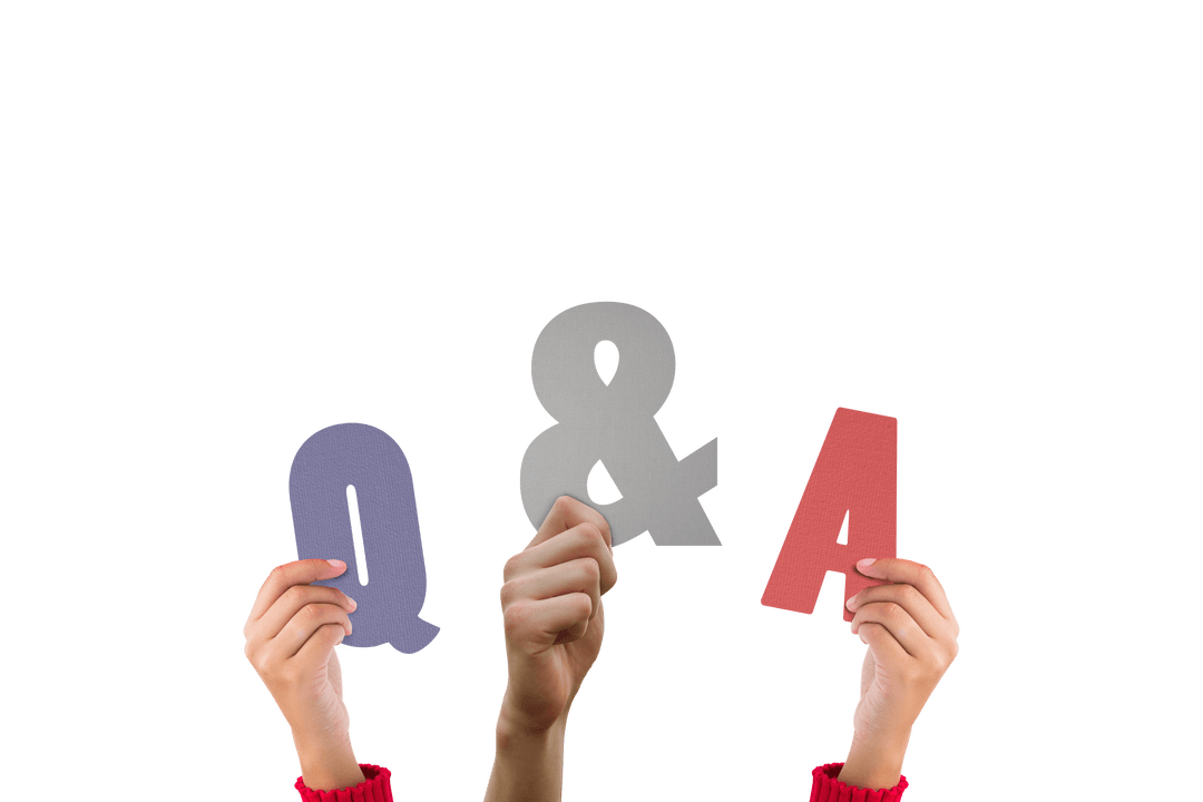 Hands Holding Up Transparent Q and A Icons, Concept of Inquiry and Answers