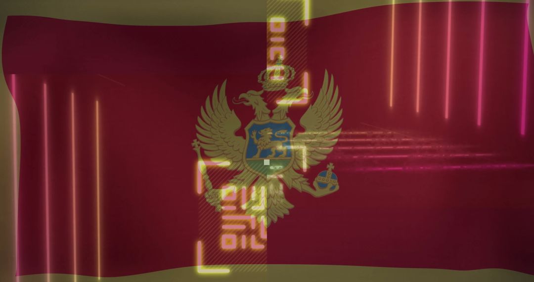 Futuristic Neon Illuminated Montenegrin Flag