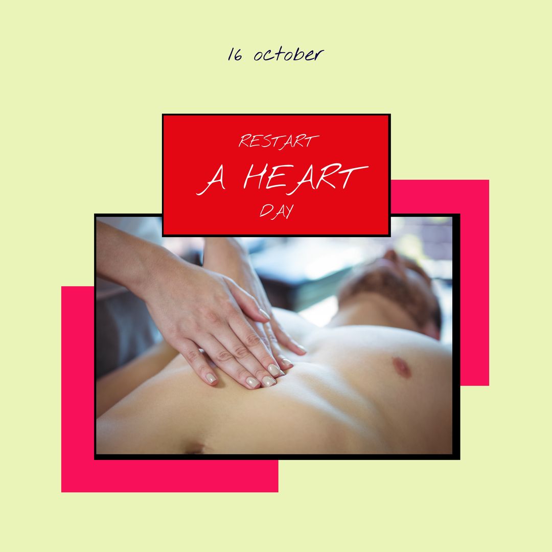 Restart a Heart Day Poster with CPR Training on October 16 - Download Free Stock Templates Pikwizard.com