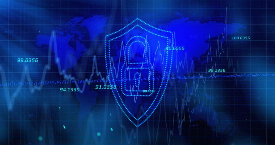 Futuristic Digital Cybersecurity Shield with Global Network Grid