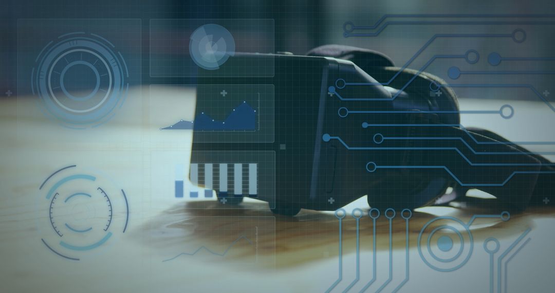 Futuristic Interface and VR Headset with Data Visualizations