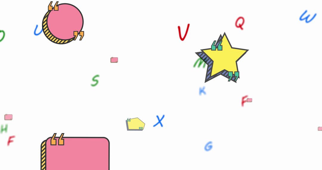 Colorful Floating Letters and Text Banners Background