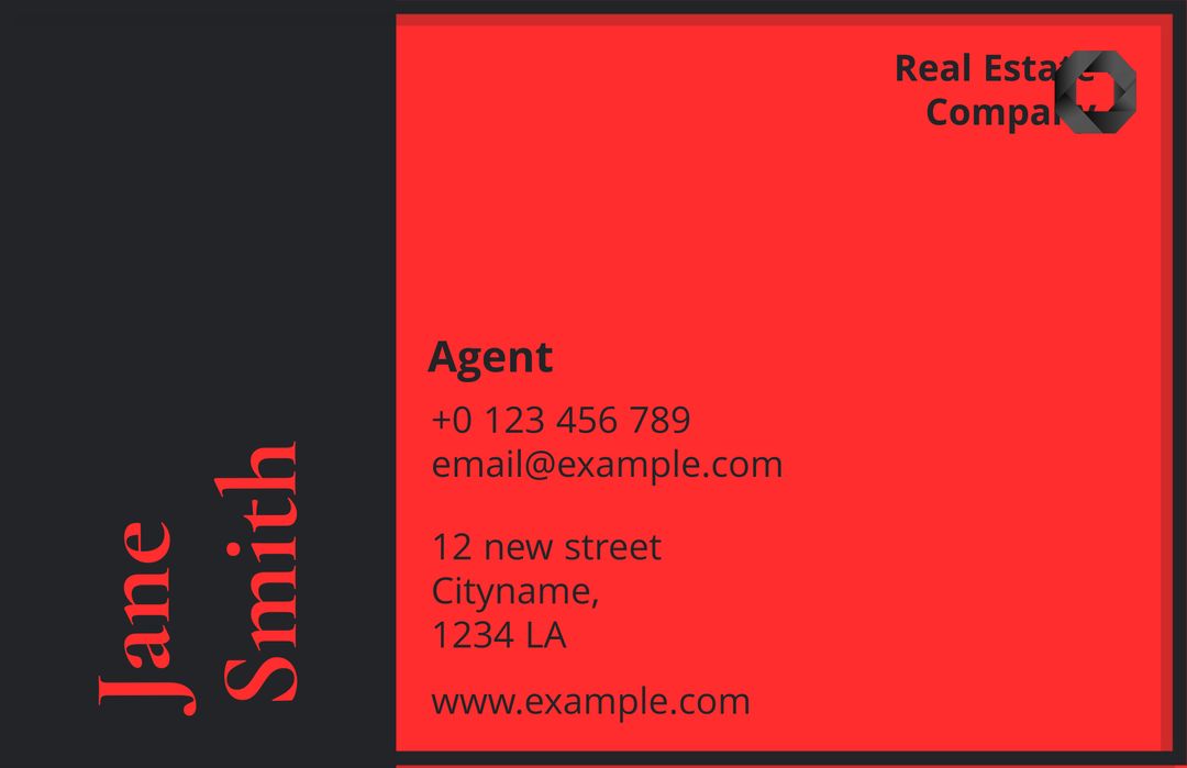 Red Professional Business Card Template for Real Estate Agents - Download Free Stock Templates Pikwizard.com